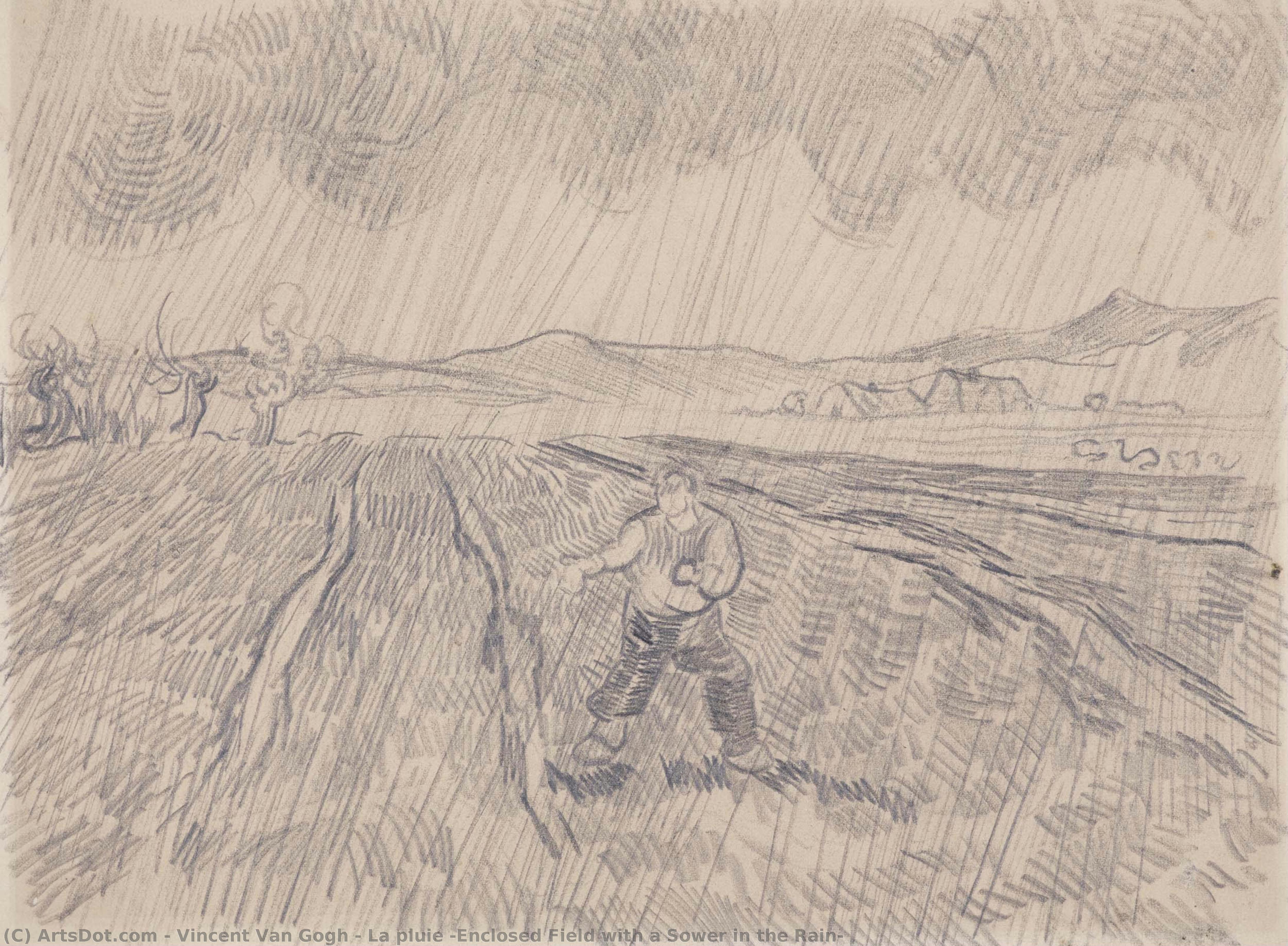 La Pluie (enclosed Field With A Sower In The Rain) — Vincent Willem Van Gogh