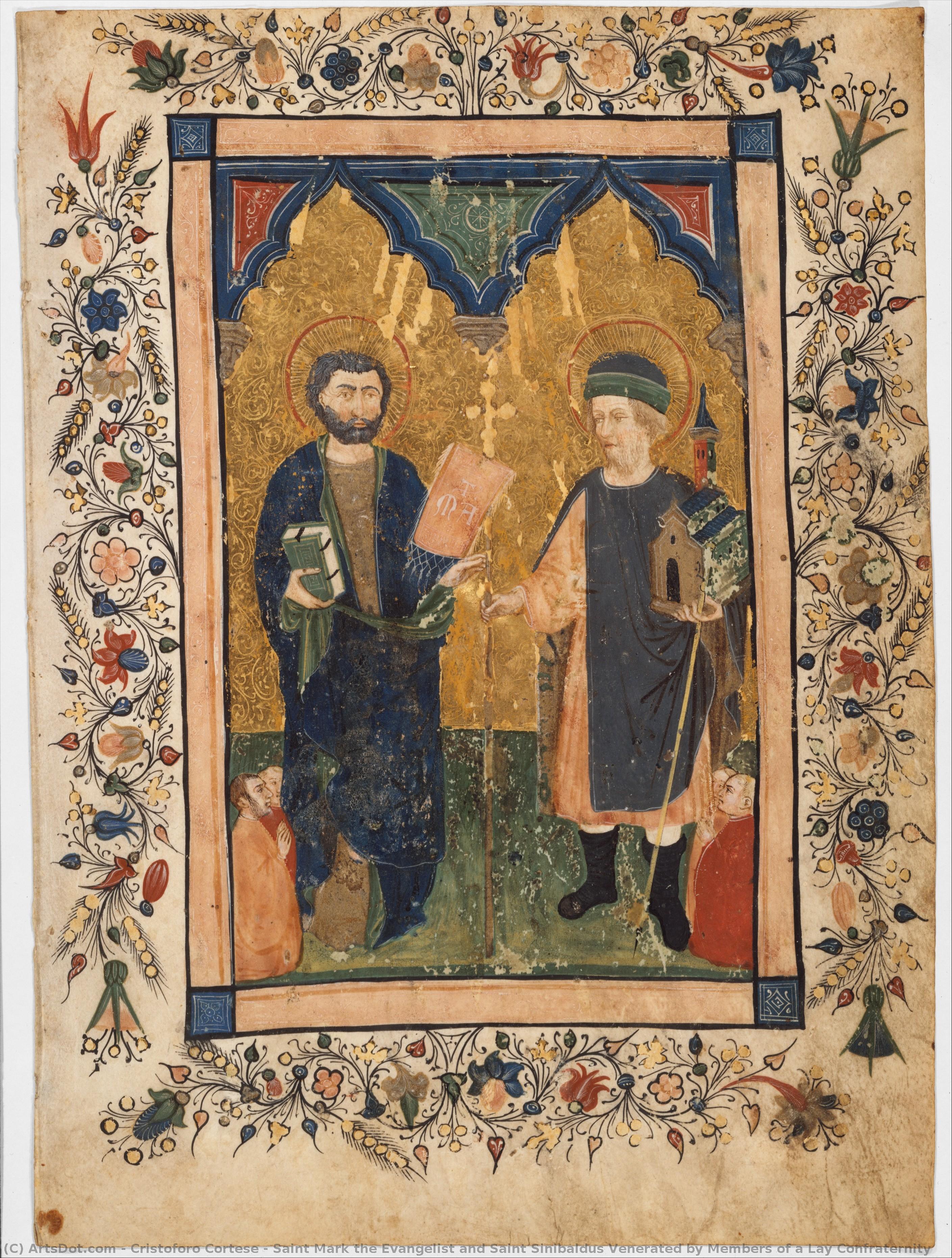 Saint Mark The Evangelist And Saint Sinibaldus Venerated By Members Of A Lay Confraternity — Cristoforo Cortese
