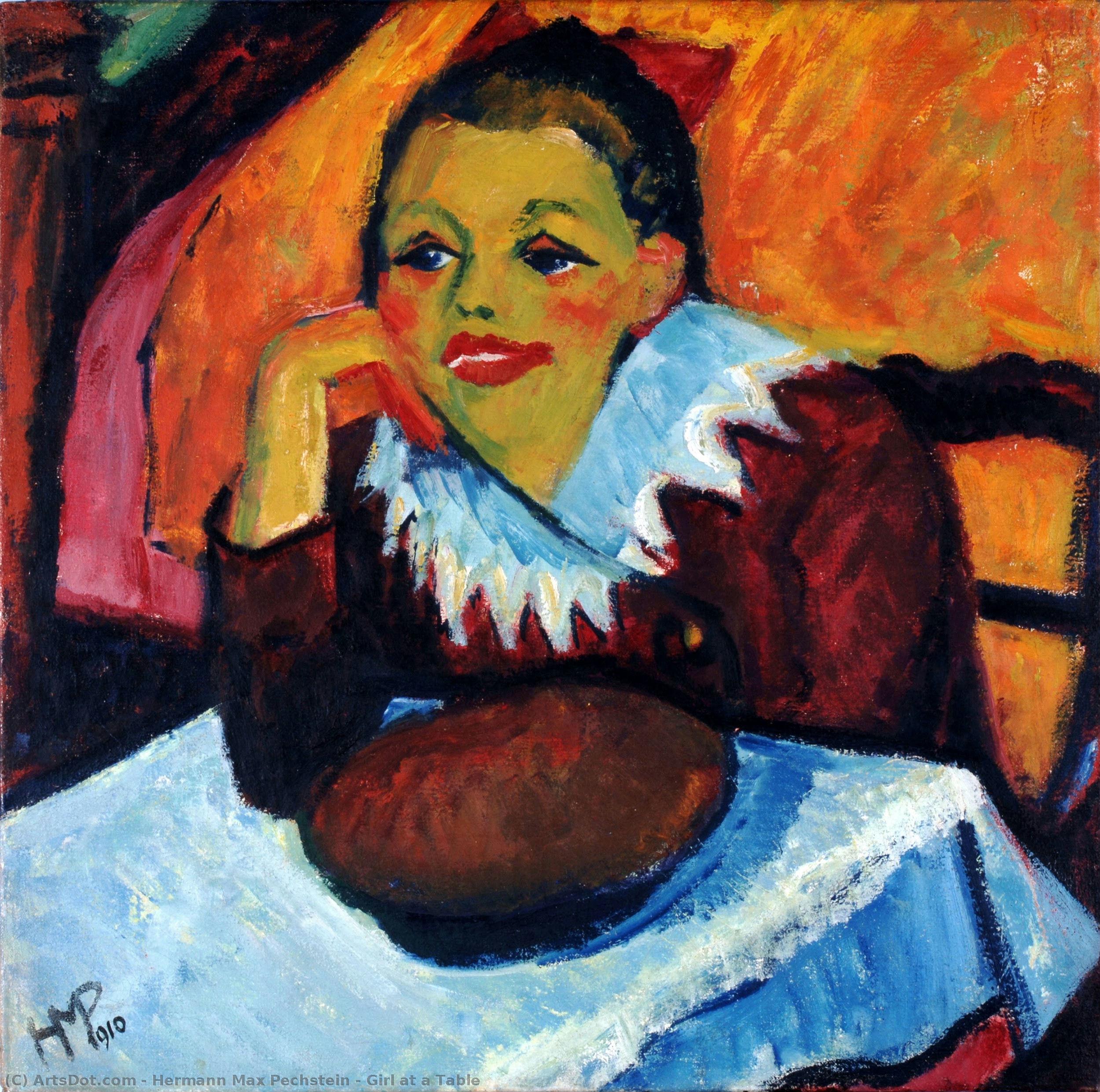 Girl At A Table — Hermann Max Pechstein