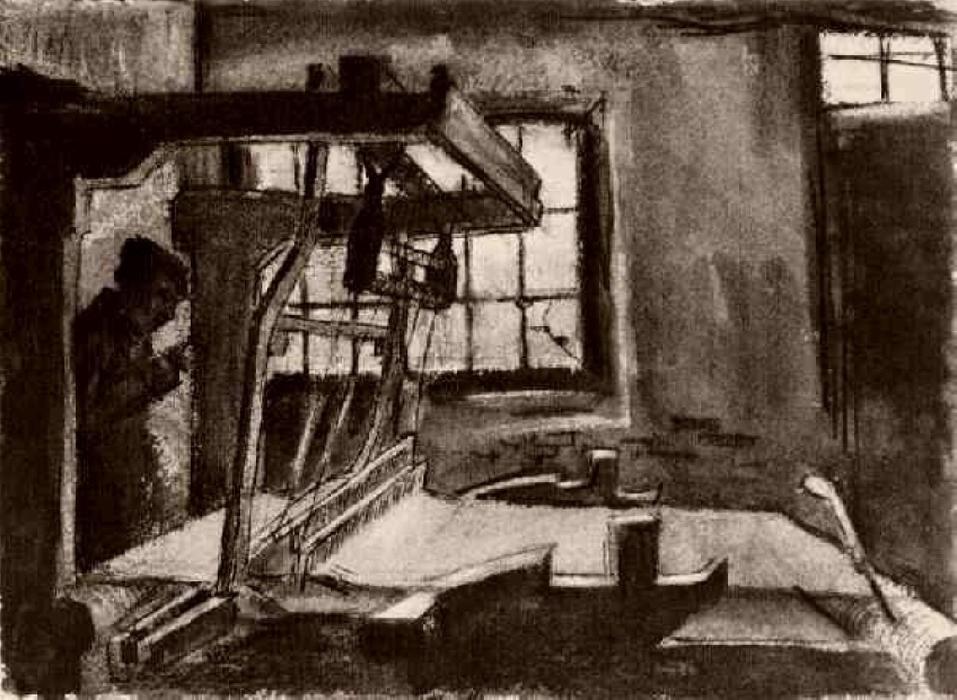Interior With A Weaver Facing Right — Vincent Willem Van Gogh