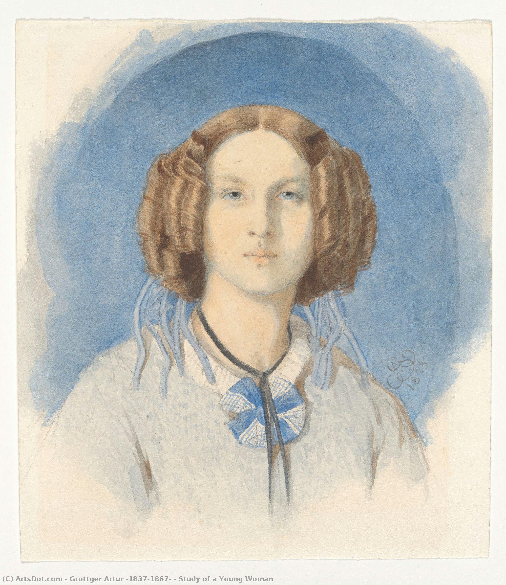 Study Of A Young Woman — Grottger Artur (1837-1867)