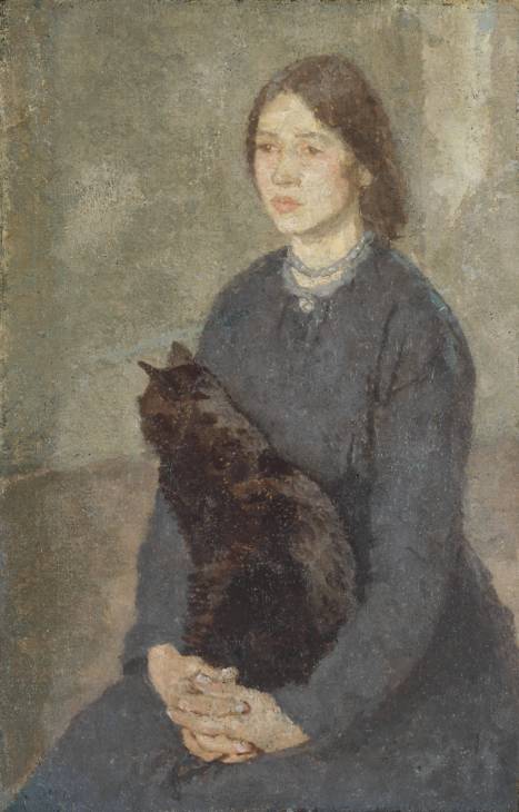 Young Woman Holding A Black Cat — Gwen John