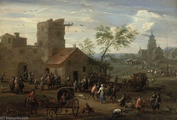 A Village 'kermesse' With Figures Making Merry — Mathys Schoevaerdts