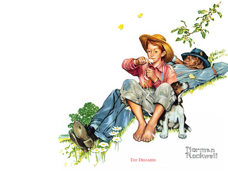 Grandpa And Me Picking Daisies — Norman Rockwell