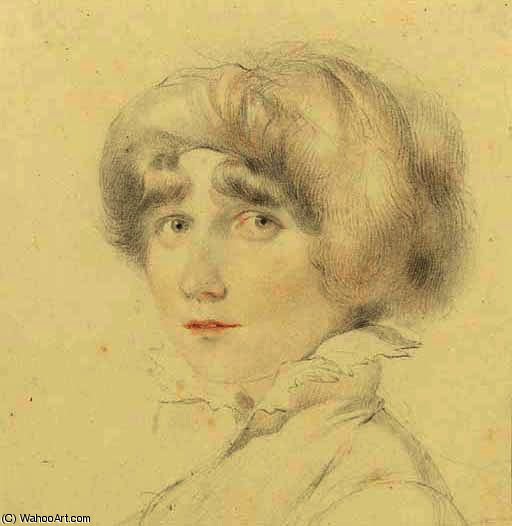 Portrait Of Miss Barnard, Bust-length, In A Feather-trimmed Hat — George Henry Harlow