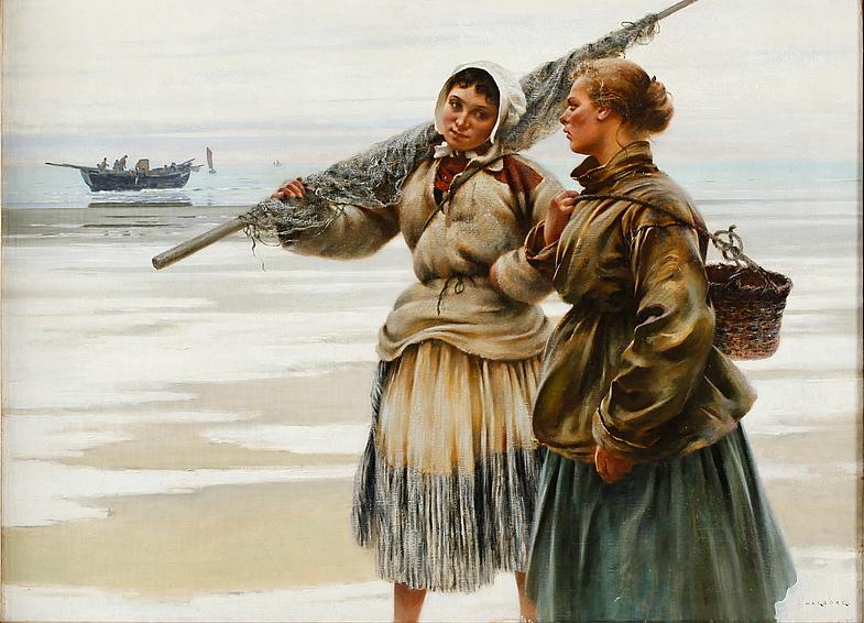 Fishing Girls In Brittany — August Wilhelm Nikolaus Hagborg
