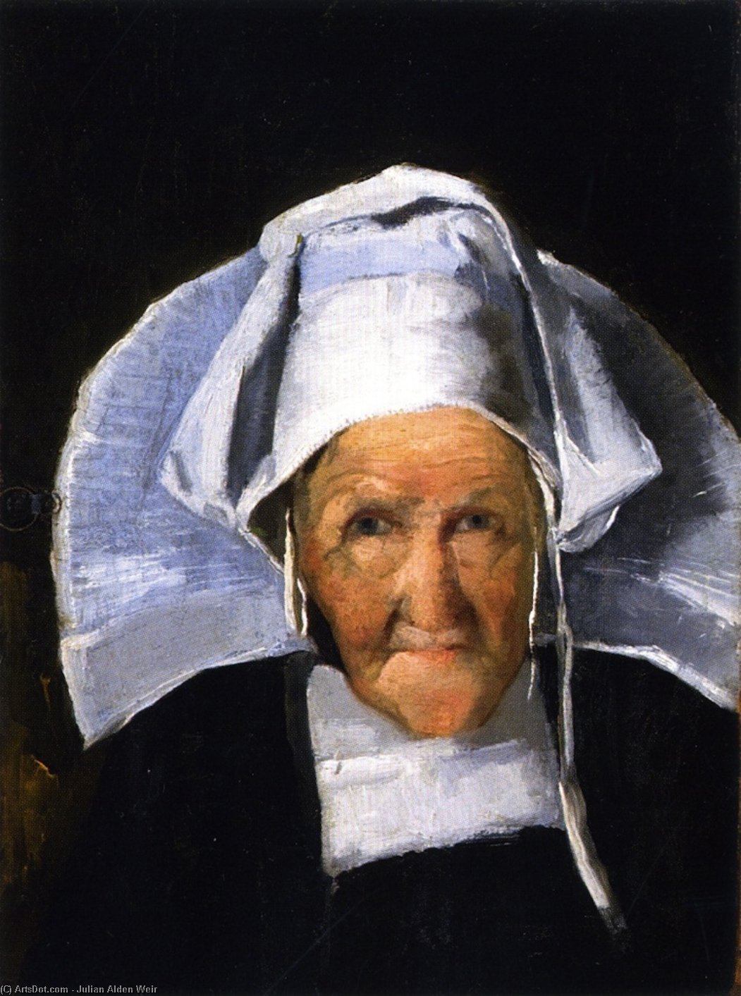 Portrait Of A Woman In Normandy Cap — Julian Alden Weir