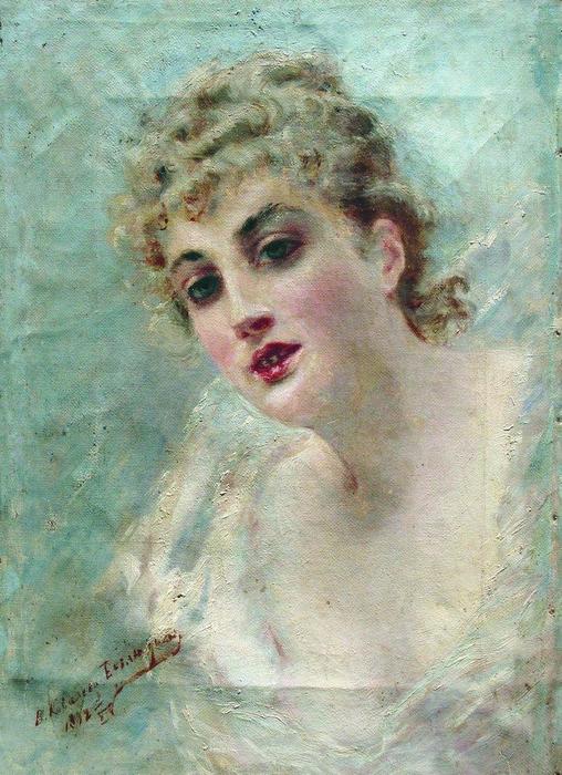 Woman Head (portrait Of E.kovaliova) — Konstantin Yegorovich Makovsky