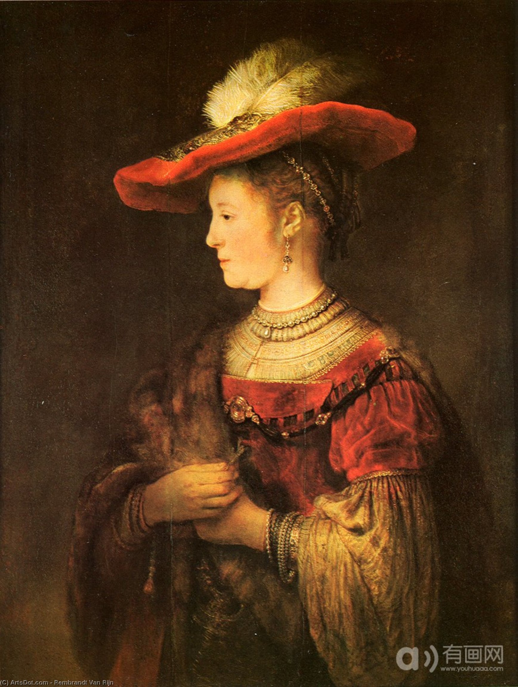 Saskia With A Bonnet — Rembrandt Van Rijn