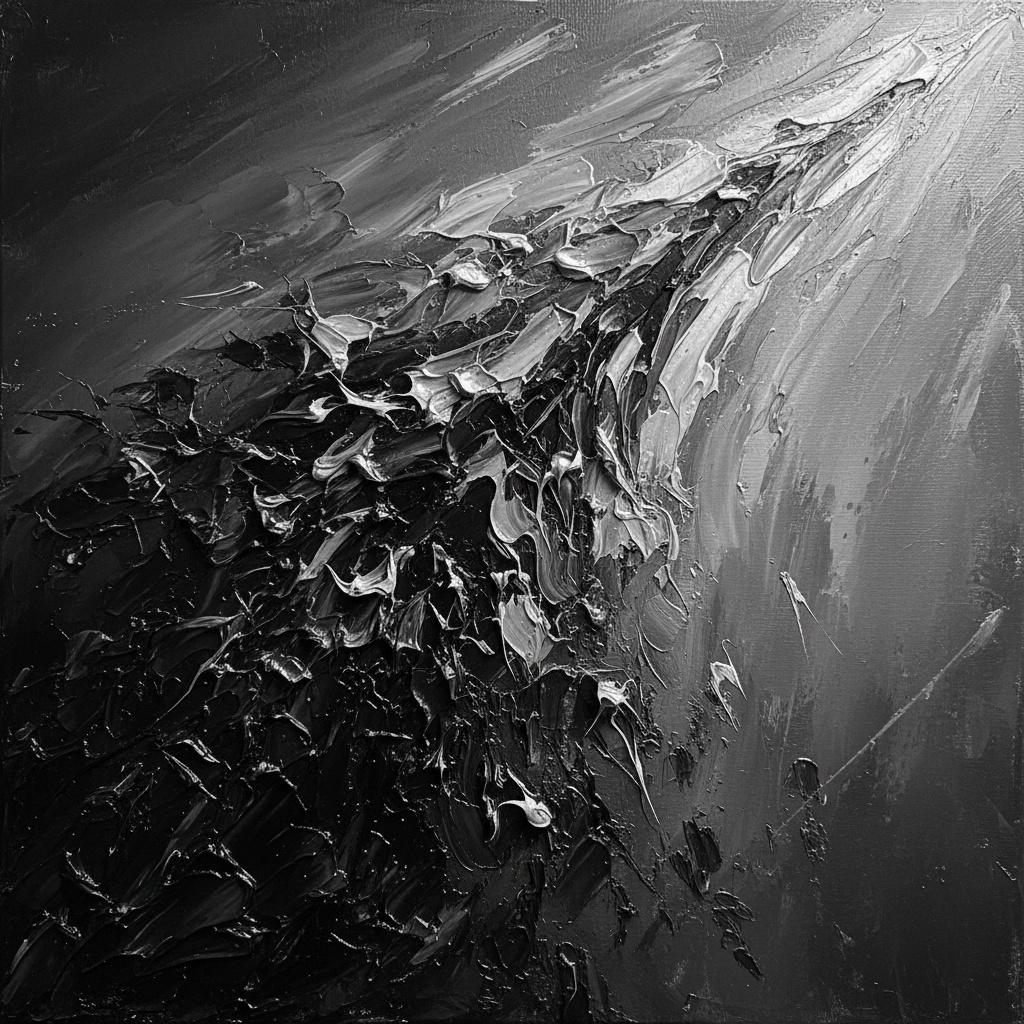 Monolithic Surge Of Obsidian Shadows And Luminous Fractured Light — David Moreau