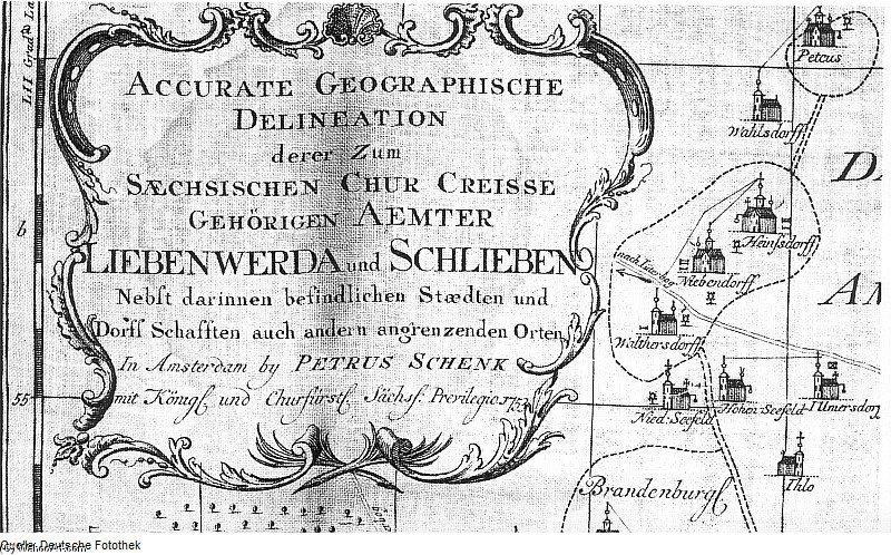 Inschriftkartusche Der Karte Der Ämter Liebenwerda Und — Pieter Schenck