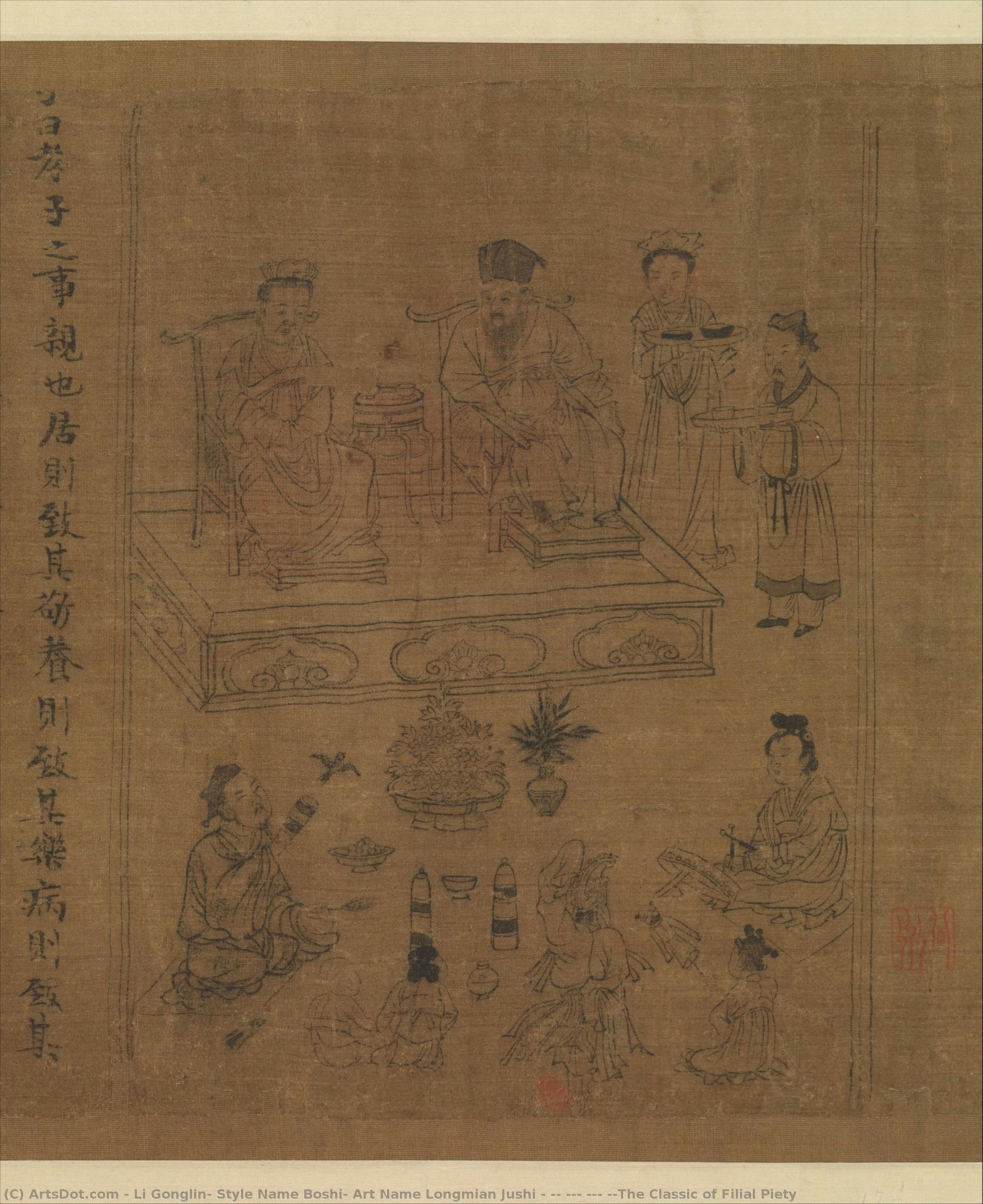 Nördliche Song-dynastie Li Gonglin Das Klassische Werk Der Kindlichen Pietät Rolle|the Classic Of Filial Piety — Li Gonglin, Style Name Boshi, Art Name Longmian Jushi