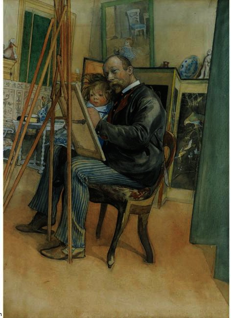 Mirror-image With Brita — Carl Larsson