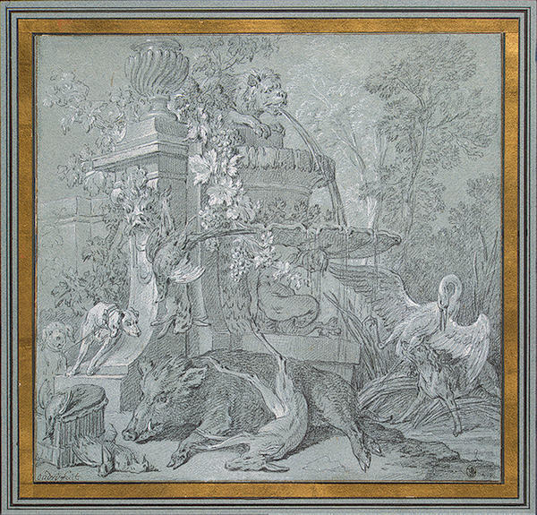 Hunting Trophies By A Fountain — Jean-baptiste Oudry