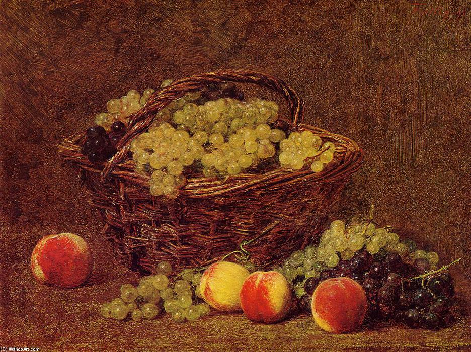 Basket Of White Grapes And Peaches — Henri Fantin-latour