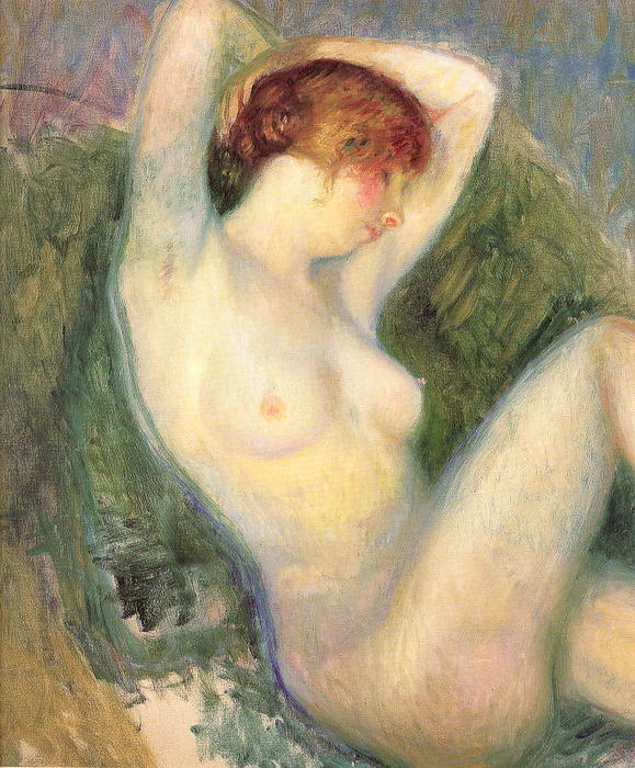 Nude In Green Chair — William James Glackens