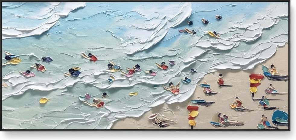 Rhythmic Tides Of Cerulean Solitude: A Sculptural Study In Impasto Motion — David Moreau