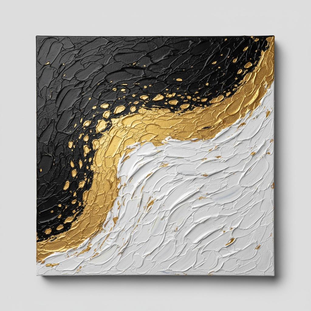 Ethereal Flux: A Monumental Study Of Gilded Shadows And Sculptural White Relief — David Moreau