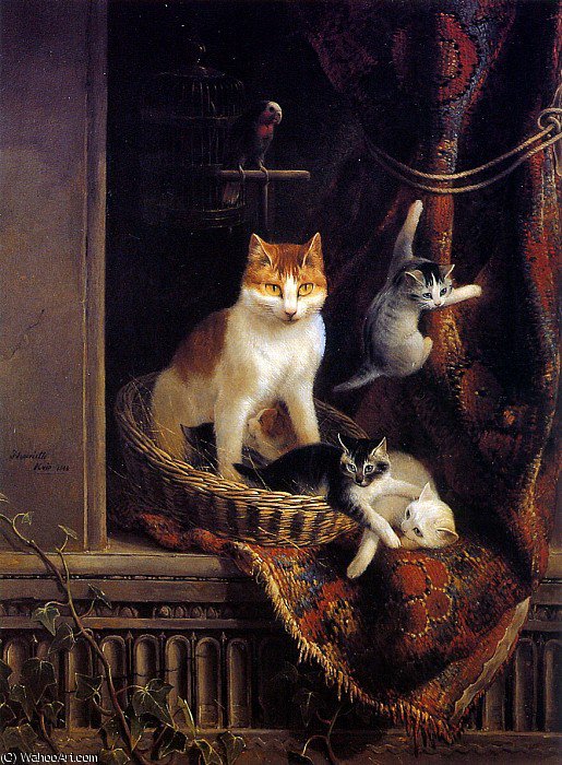 Cat And Playing Kittens Sun — ヘンリエッテ・ローナー＝クニップ
