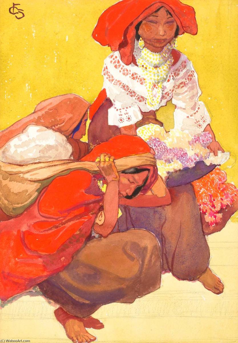 Women In Regional Costume, Indians, Cuenco, Ecuador — Carl Folke Sahlin