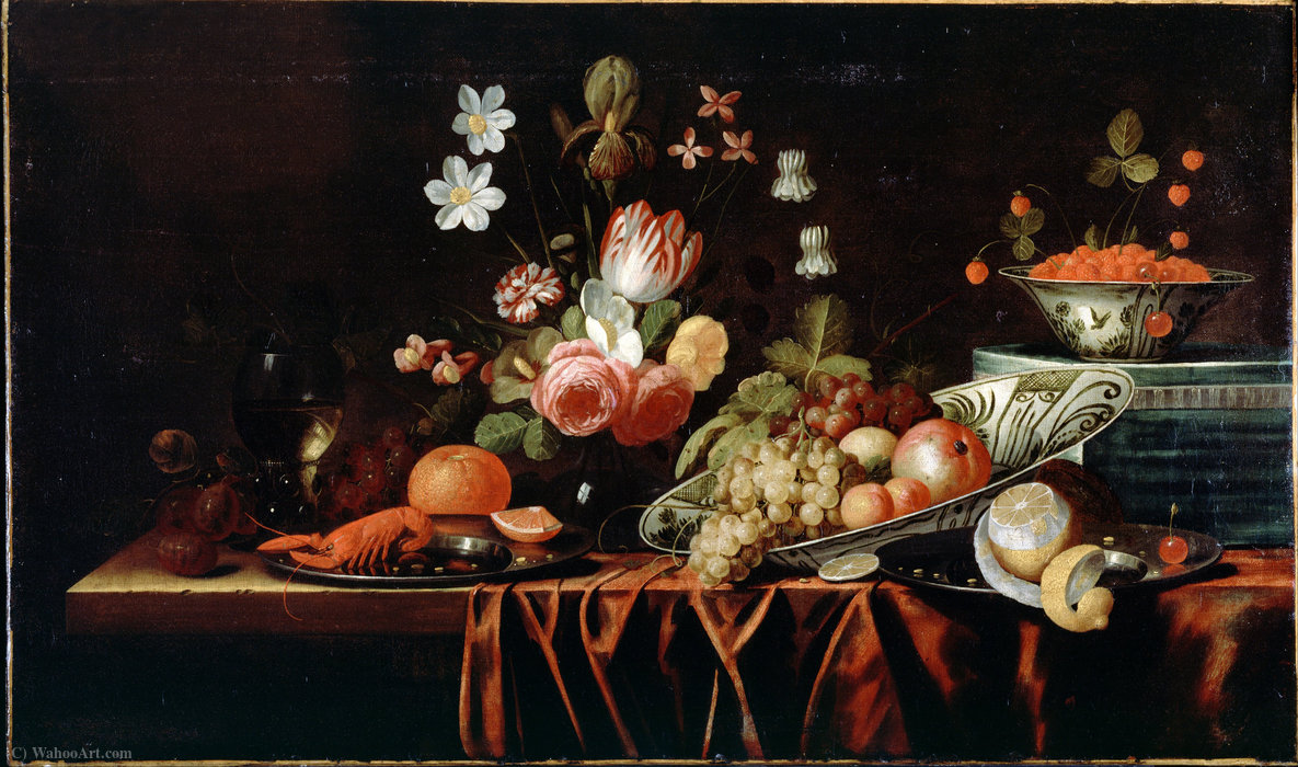 Still-life With Fruit, Flowers And Crayfish — Jan Pauwel The Elder Gillemans