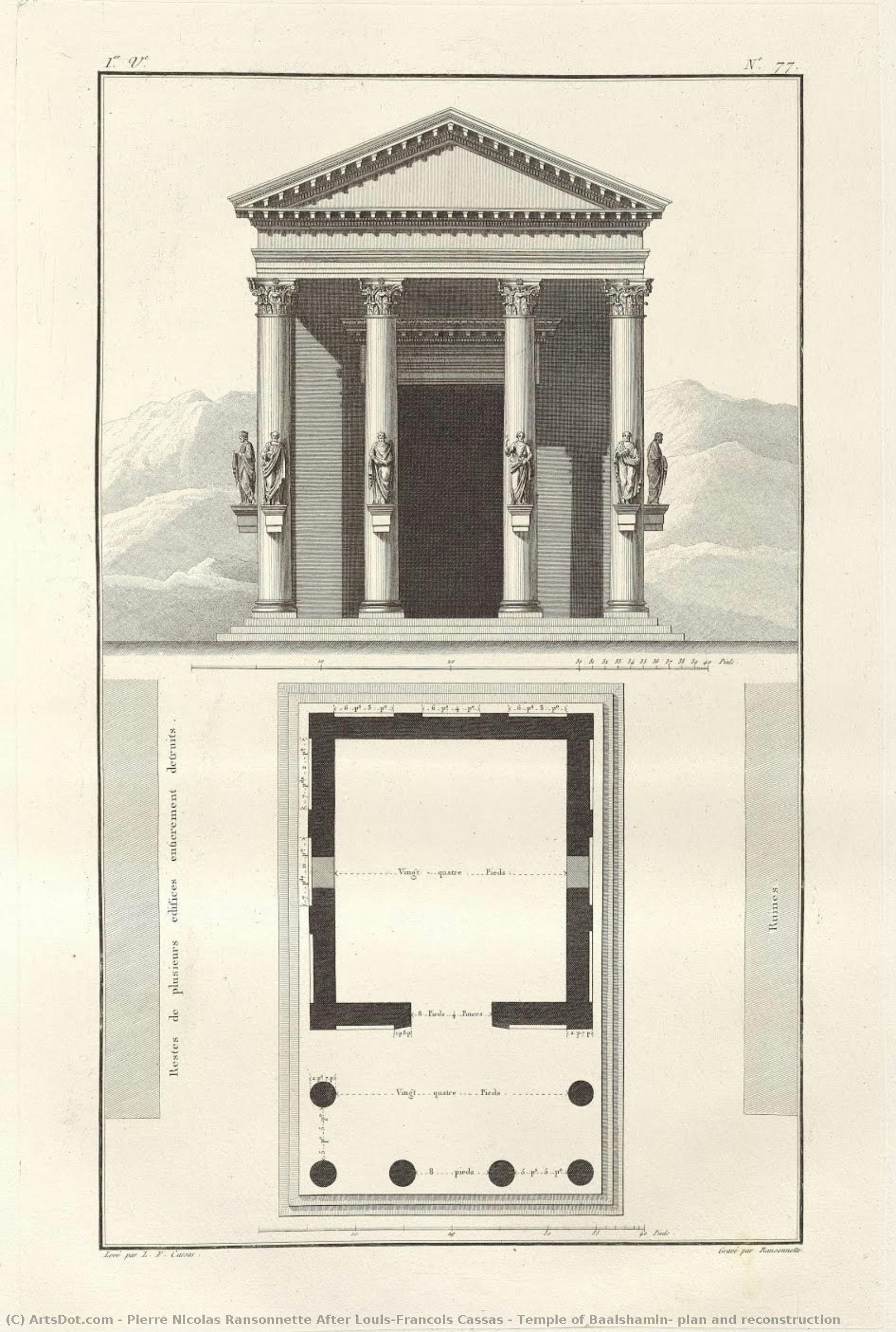 Temple Of Baalshamin, Plan And Reconstruction — Pierre Nicolas Ransonnette After Louis-francois Cassas
