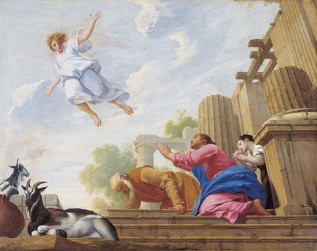L'ange Raphaël Révèle Sa Véritable Nature À Tobie Et À Sa Famille Et S'élève Au Ciel La Famille De Tobie Remerciant Dieu Après Le Départ De L'ange Raphaël (ancien Titre) — Eustache Le Sueur (lesueur)