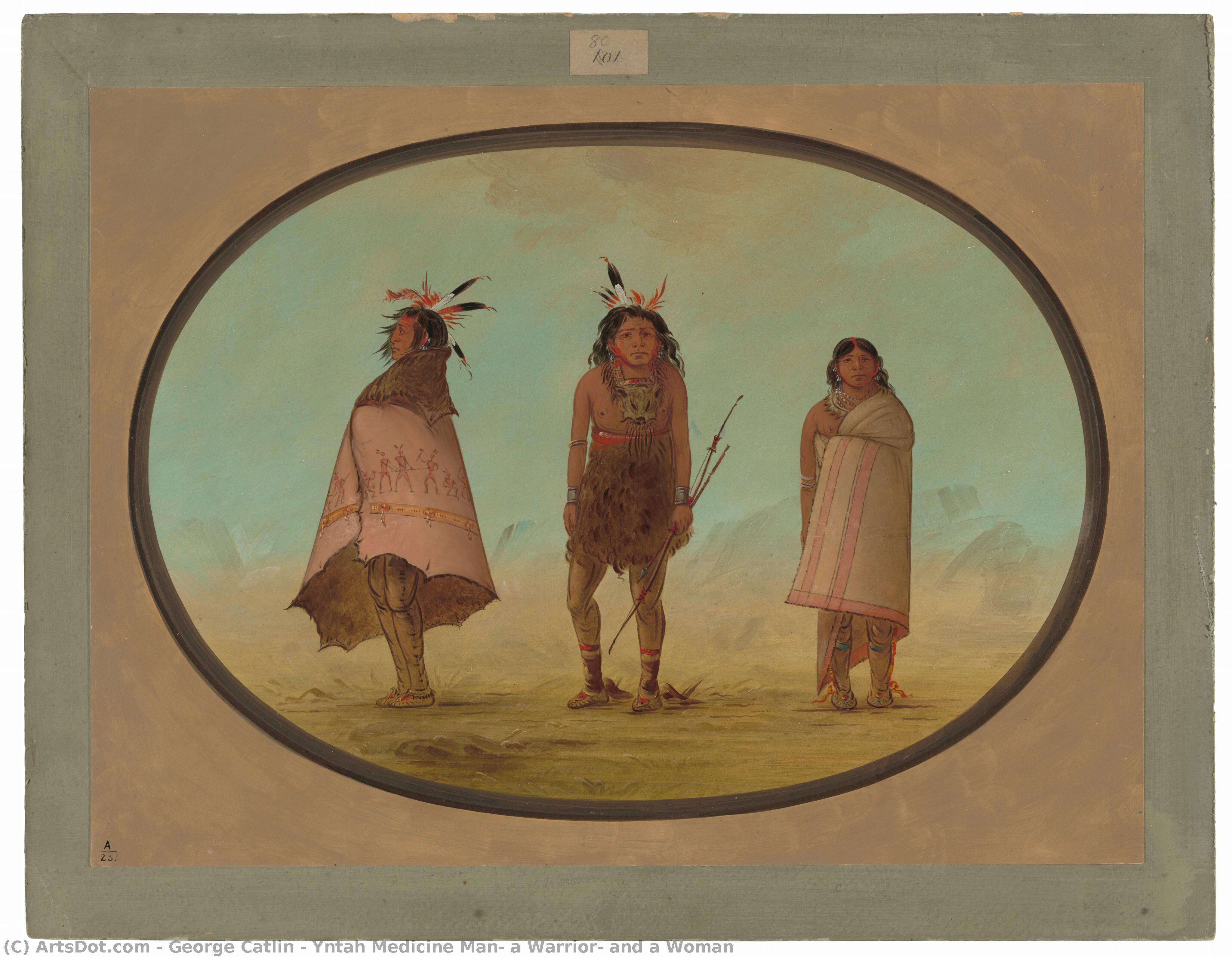 Yntah Medicine Man, A Warrior, And A Woman — George Catlin