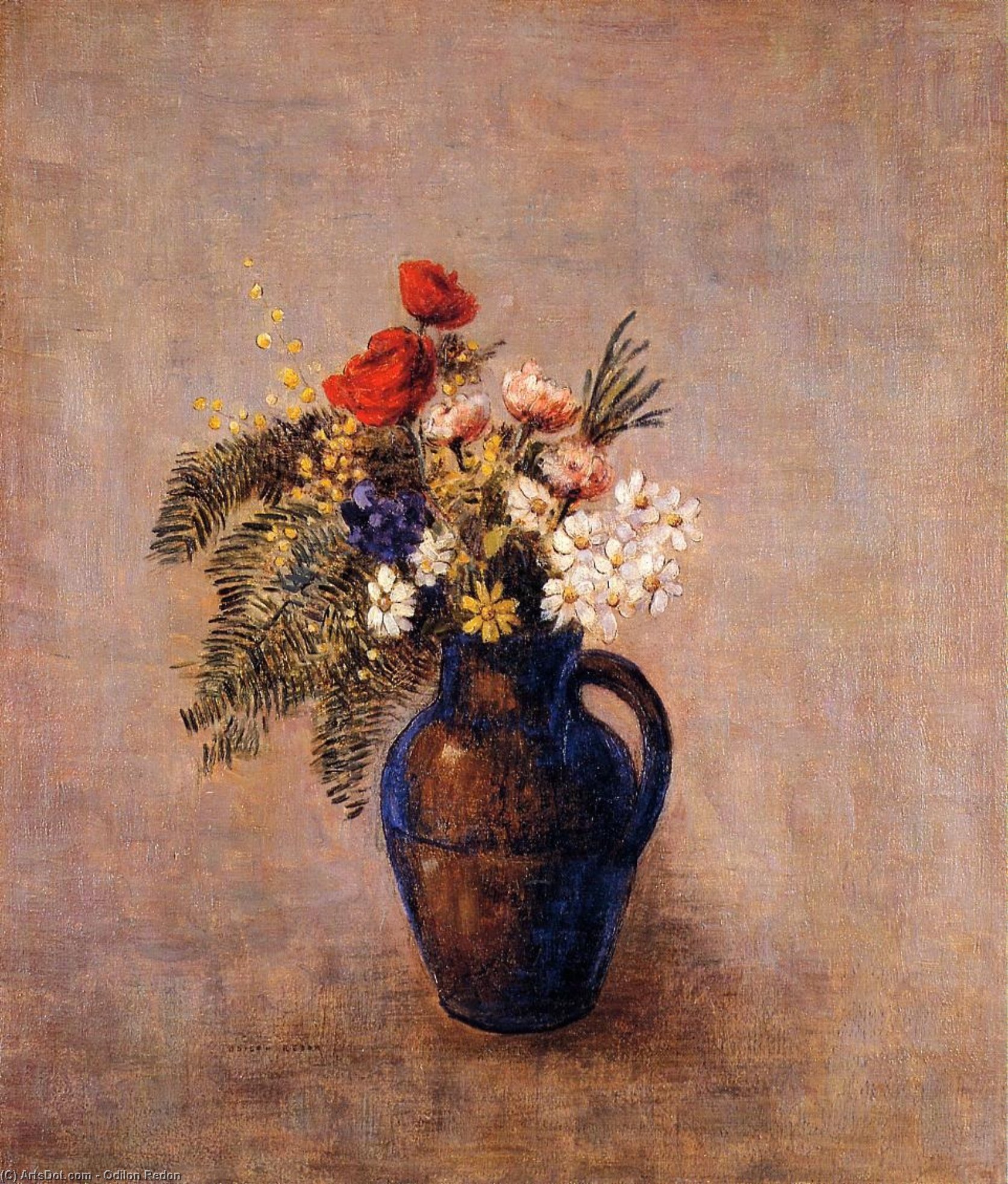 Bouquet Of Flowers In A Blue Vase — Odilon Redon