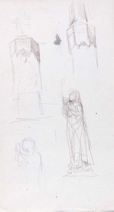 Sculpture Of Figure And Details Of Sculpture Niche — John La Farge