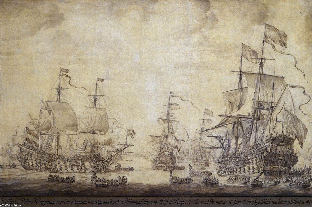 Council Of War On Board 'de Zeven Provincien', The Flagship Of Michiel Adriaensz De Ruyter, On 10 June — Willem Van De Velde The Elder