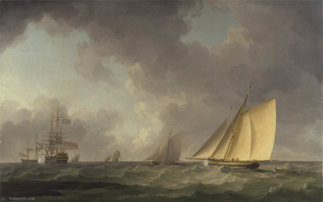 Cutter Close Hauled In A Fresh Breeze, With Other Shipping — Charles Brooking