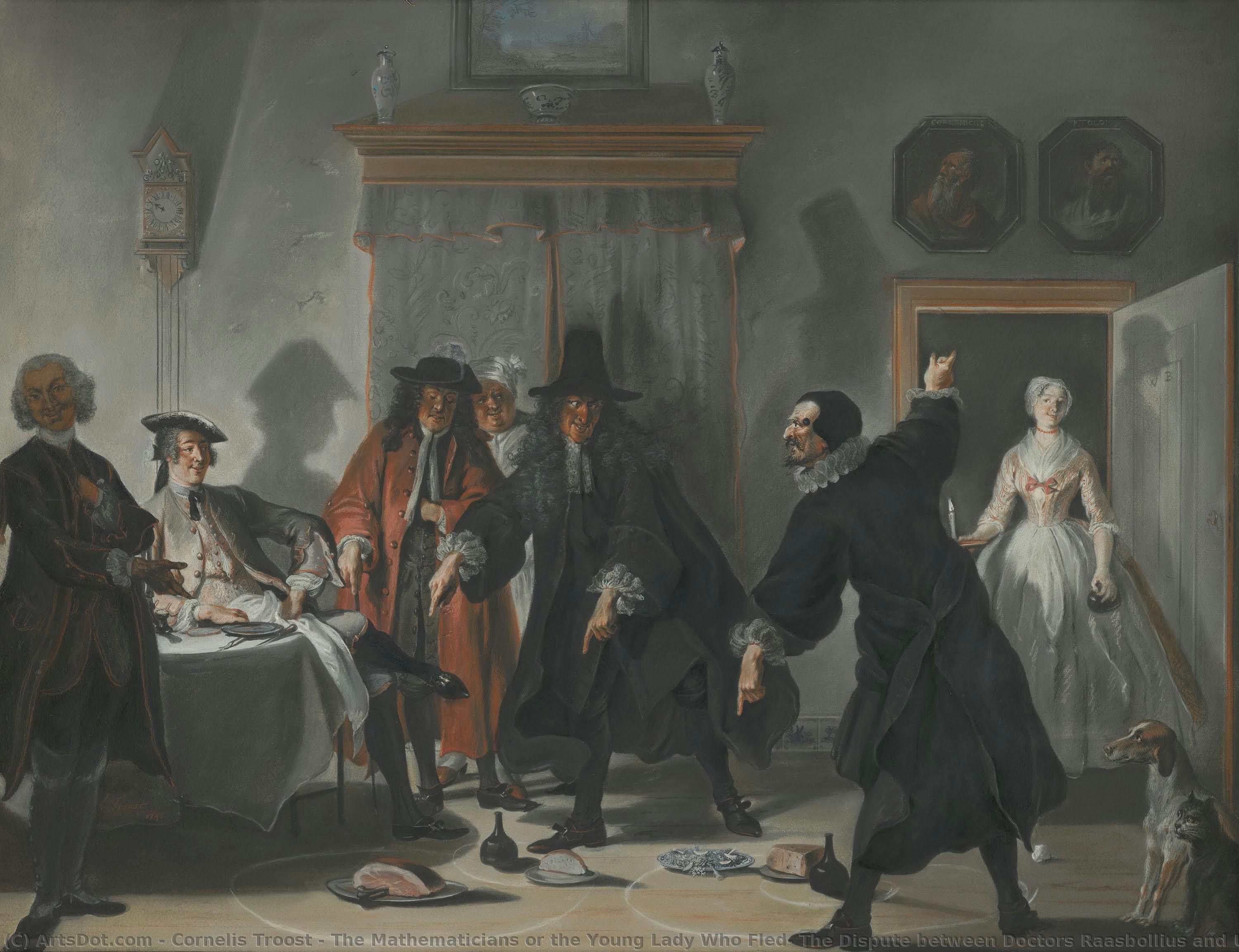 The Mathematicians Or The Young Lady Who Fled: The Dispute Between Doctors Raasbollius And Urinaal — Cornelis Troost