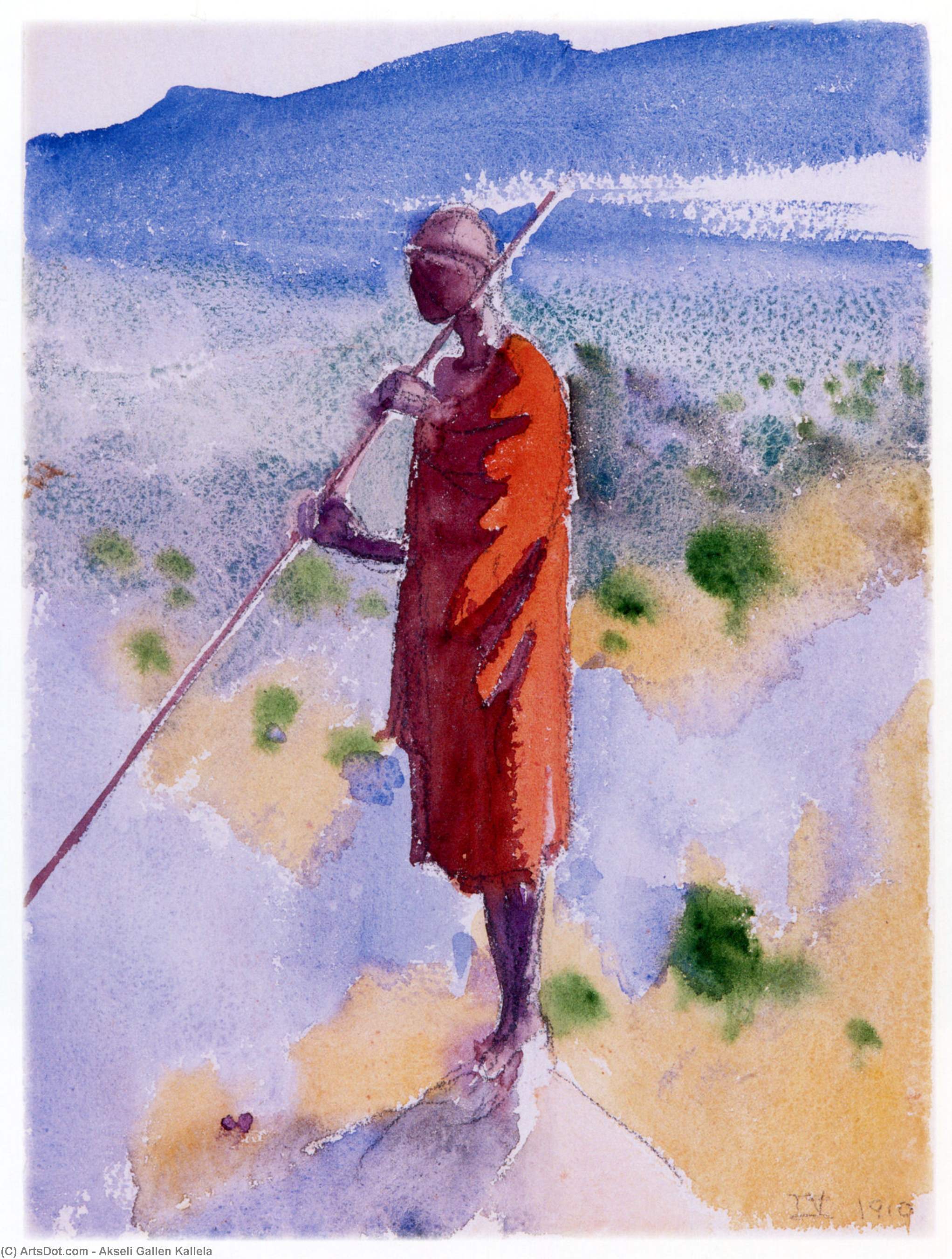 Kikuyu In A Red Cloak — Akseli Gallen-kallela