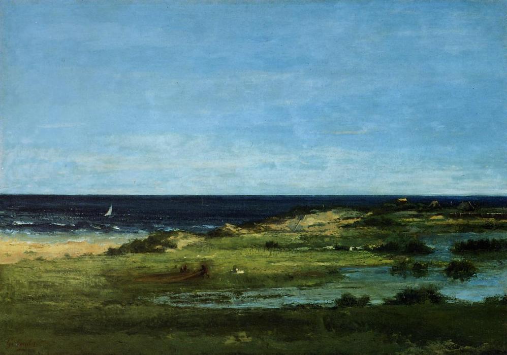 Küste (auch Bekannt Als Souvenir Von Les Cabanes) — Gustave Courbet