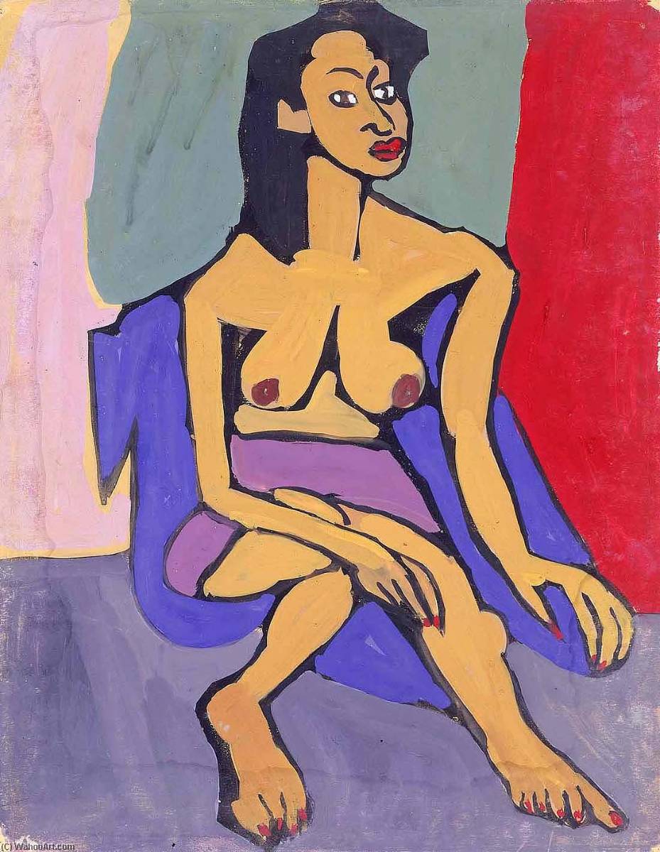 Seated Female Model With Purple Skirt — William H. Johnson