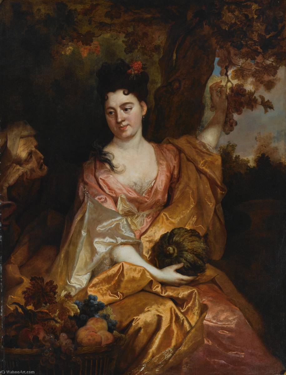Portrait Of A Lady As Pomona, Beside Her Vertumnus — Nicolas De Largillière