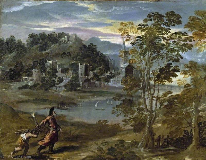 Landscape With Abraham And Isaac — Ippolito Scarsella (scarsellino)