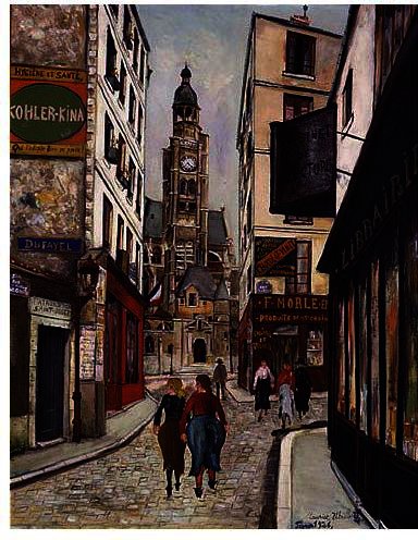 The Steeple Of St. Etienne-du-mont Given De La Rue De La Montagne Sainte-genevieve — Maurice Utrillo