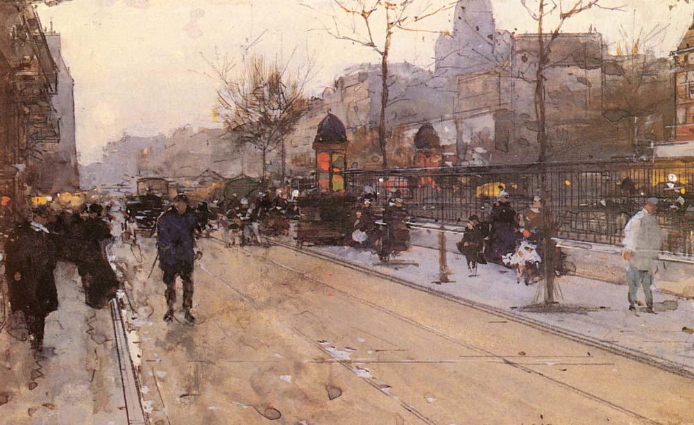 A Parisian Street Scene With Sacre Coeur In The Back — Dit Luigi Loir Aloys François Joseph Loir