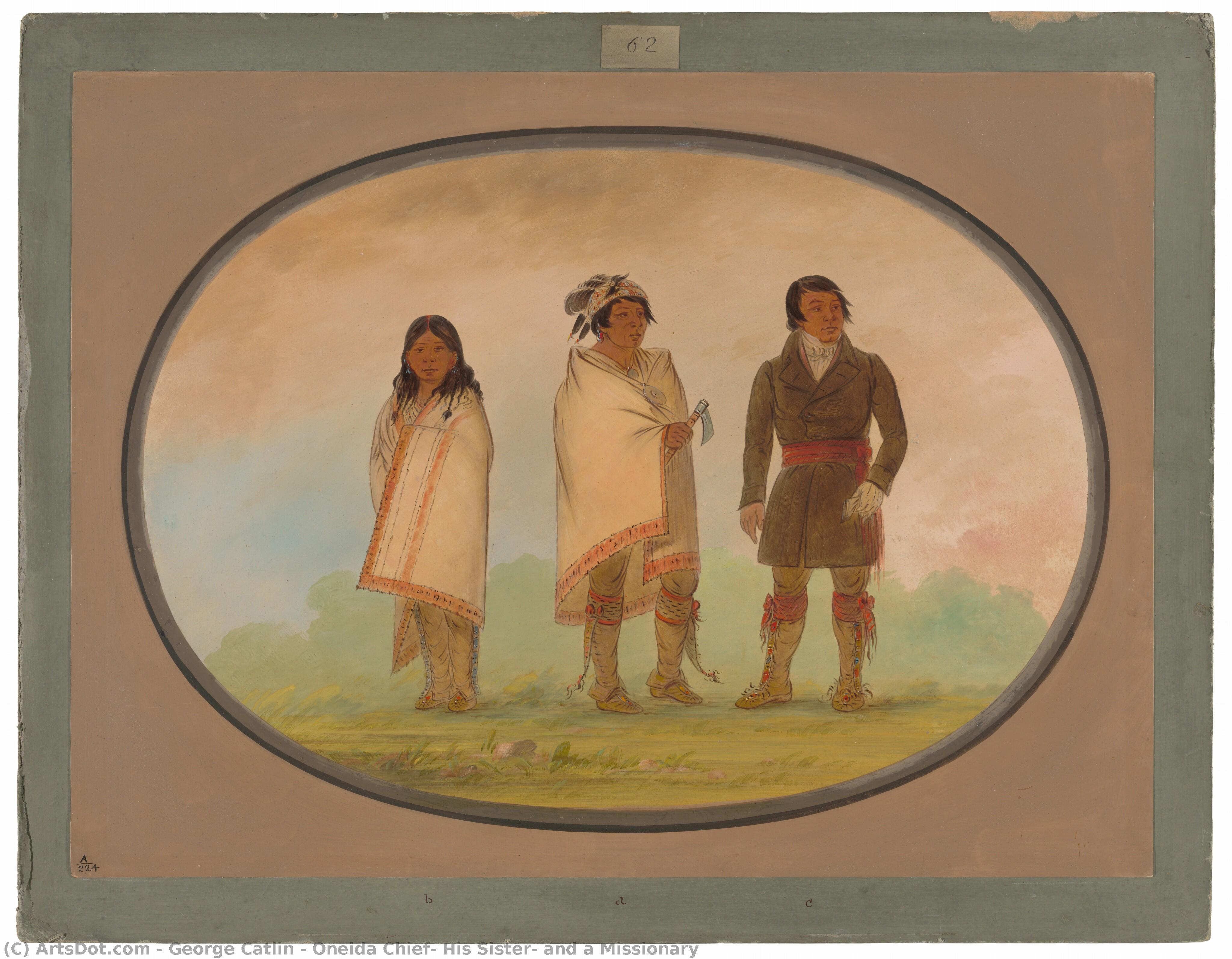Oneida Chief, His Sister, And A Missionary — George Catlin
