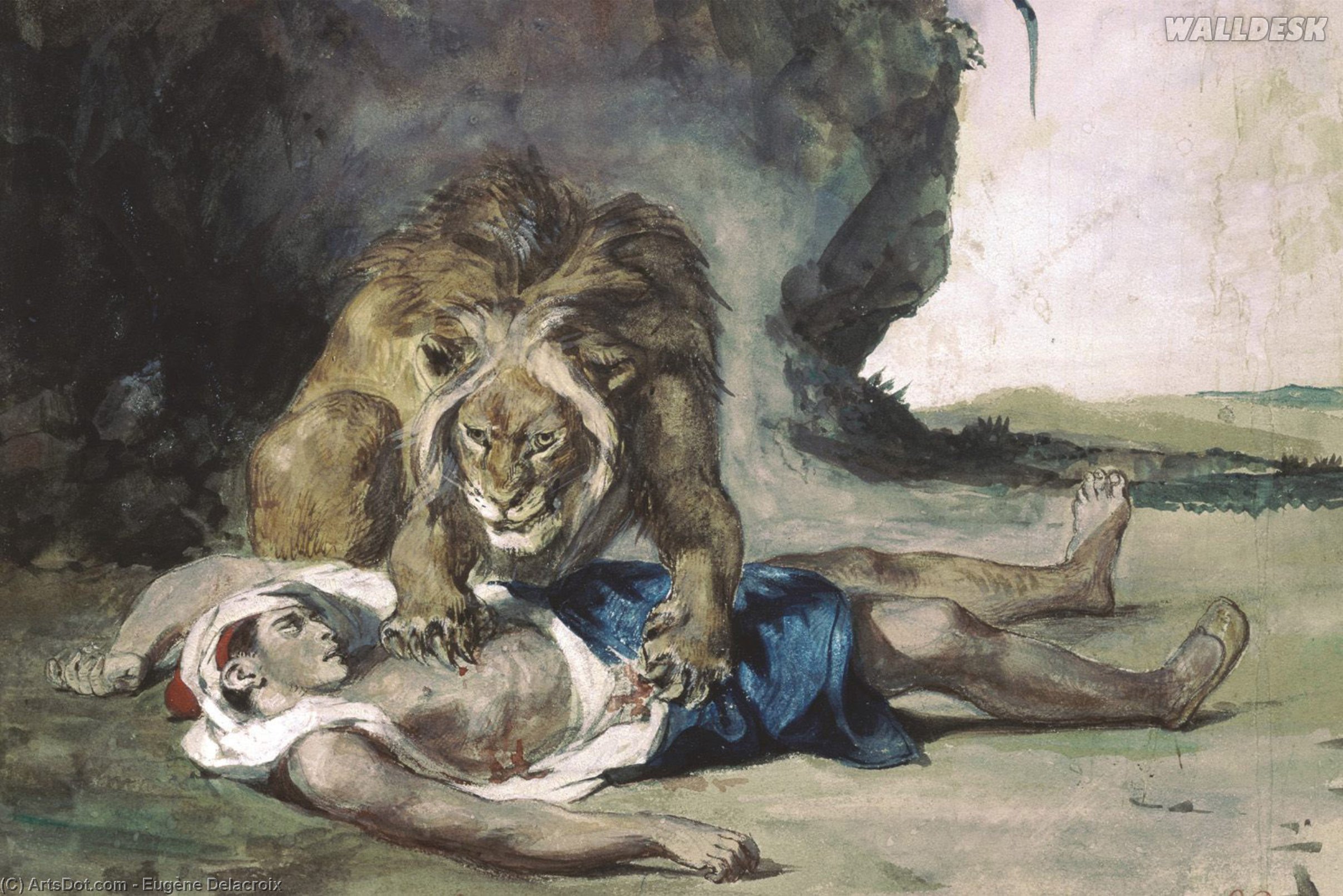 Lion Rending Apart A Corpse — Eugène Delacroix