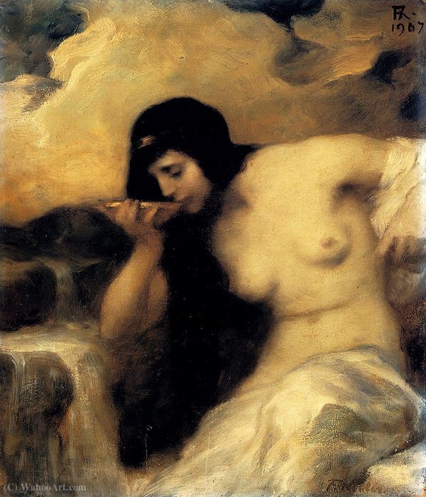 A Nymph Drinking At A Spring — Ferdinand Keller