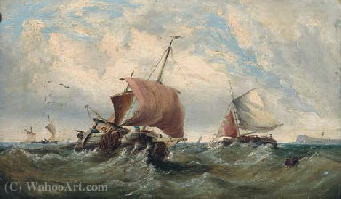Fishing Boats In A Swell — Edwin Hayes