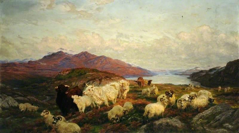 Landscape With Cattle And Sheep — Henry William Banks Davis