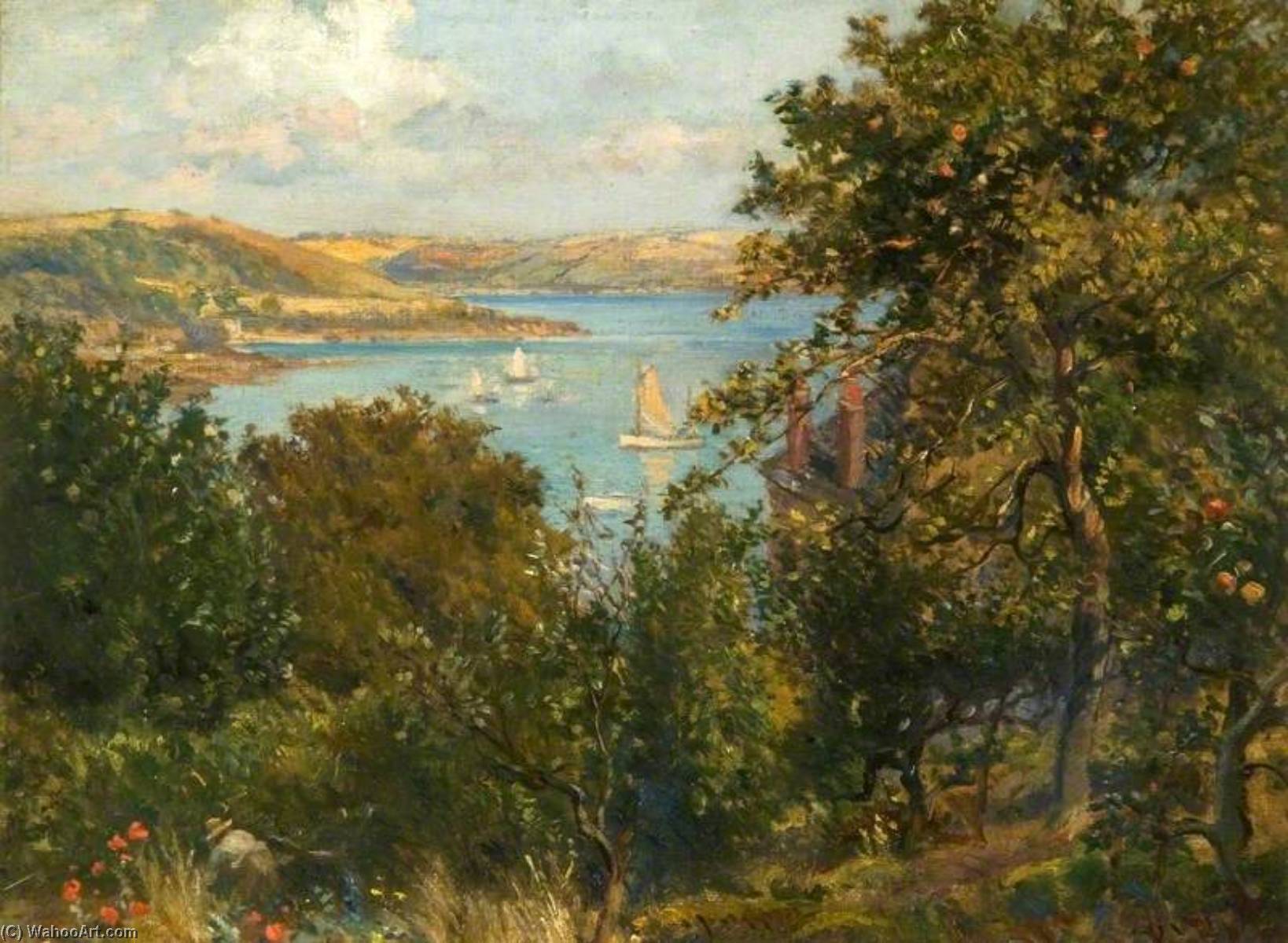 River Scene With Boats — Bernard Finnigan Gribble