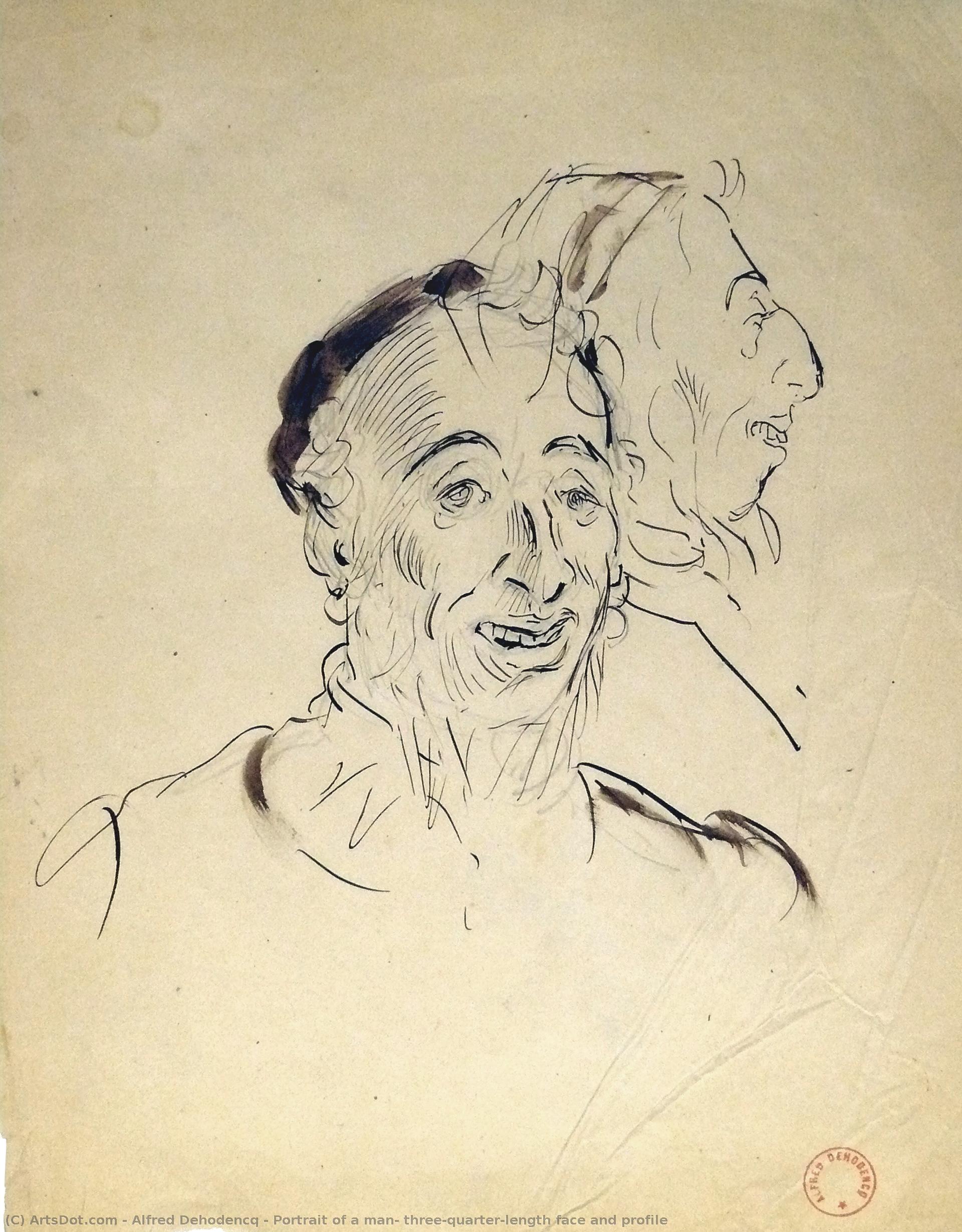 Portrait Of A Man, Three-quarter-length Face And Profile — Alfred Dehodencq