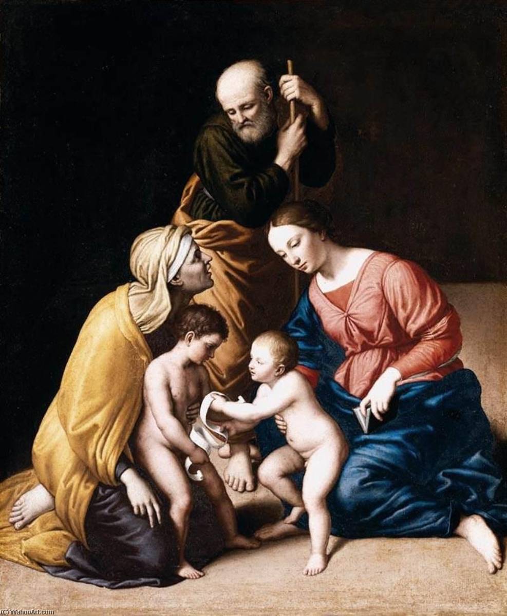 The Holy Family With Saints John The Baptist And Elizabeth (after Raphael) — Giovanni Salvi Da Sassoferrato