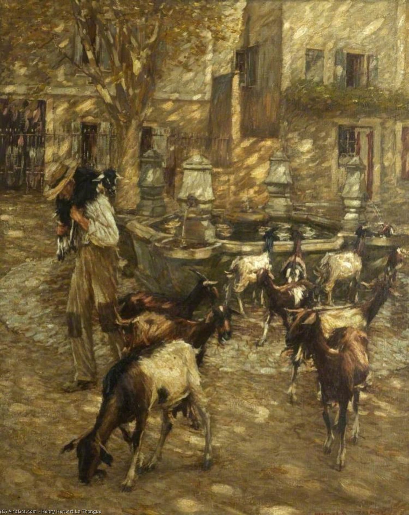 Goats At A Fountain — Henry Herbert La Thangue