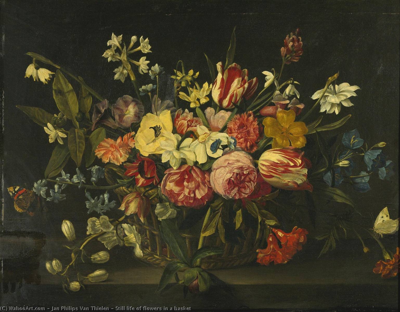 Still Life Of Flowers In A Basket — Jan Philips Van Thielen
